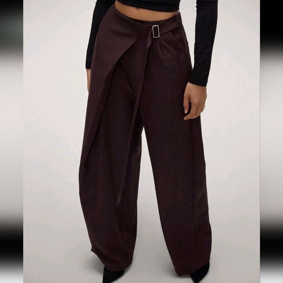 Women's Fashion Solid Color Wrap Relaxed Fit Palazzo Pants - Picture 1 of 4